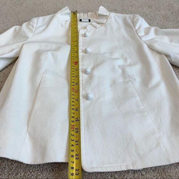 J.CREW white cavas atelier swing jacket ruffle collar Sz 2 - Picture 11 of 12